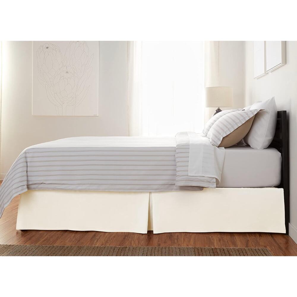 Queen Lightweight Pleated Bed Skirt, Wrinkle and Fade Resistant, Off White